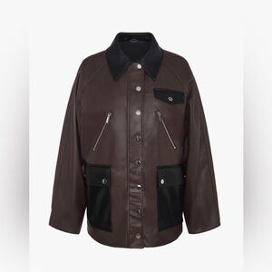 WEWOREWHAT Black/Brown Two-Tone Leather Jacket